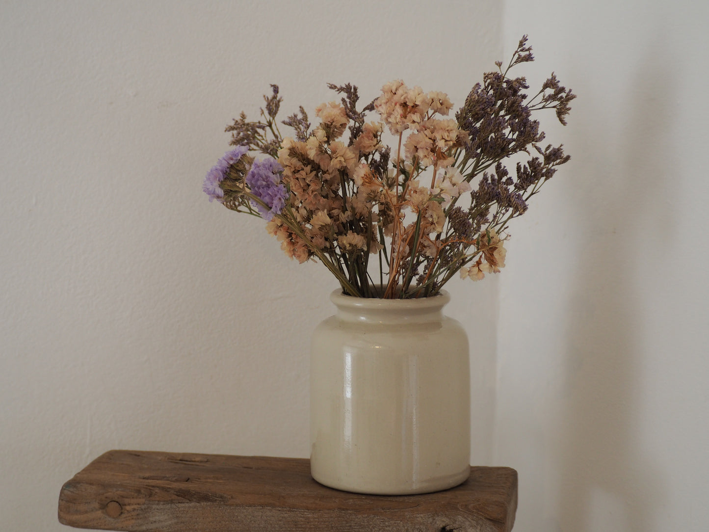 Vintage Antique Rustic French Cream Stoneware Apothecary Pot / Kitchen Storage Jar