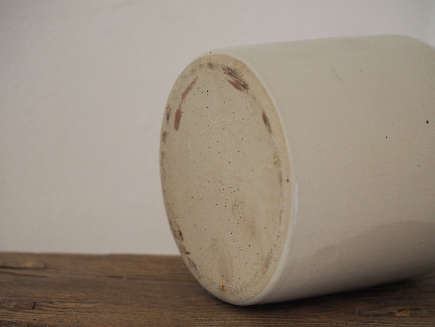 Vintage Antique Rustic French Cream Stoneware Apothecary Pot / Kitchen Storage Jar