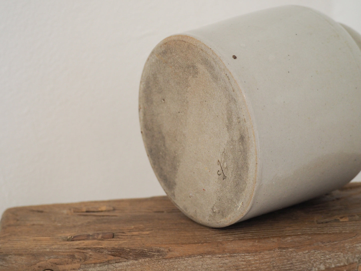 Vintage Antique Rustic French Cream Stoneware Apothecary Pot / Kitchen Storage Jar