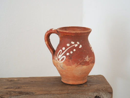 Vintage Antique Romanian Decorative Jug / Earthenware Storage Pot