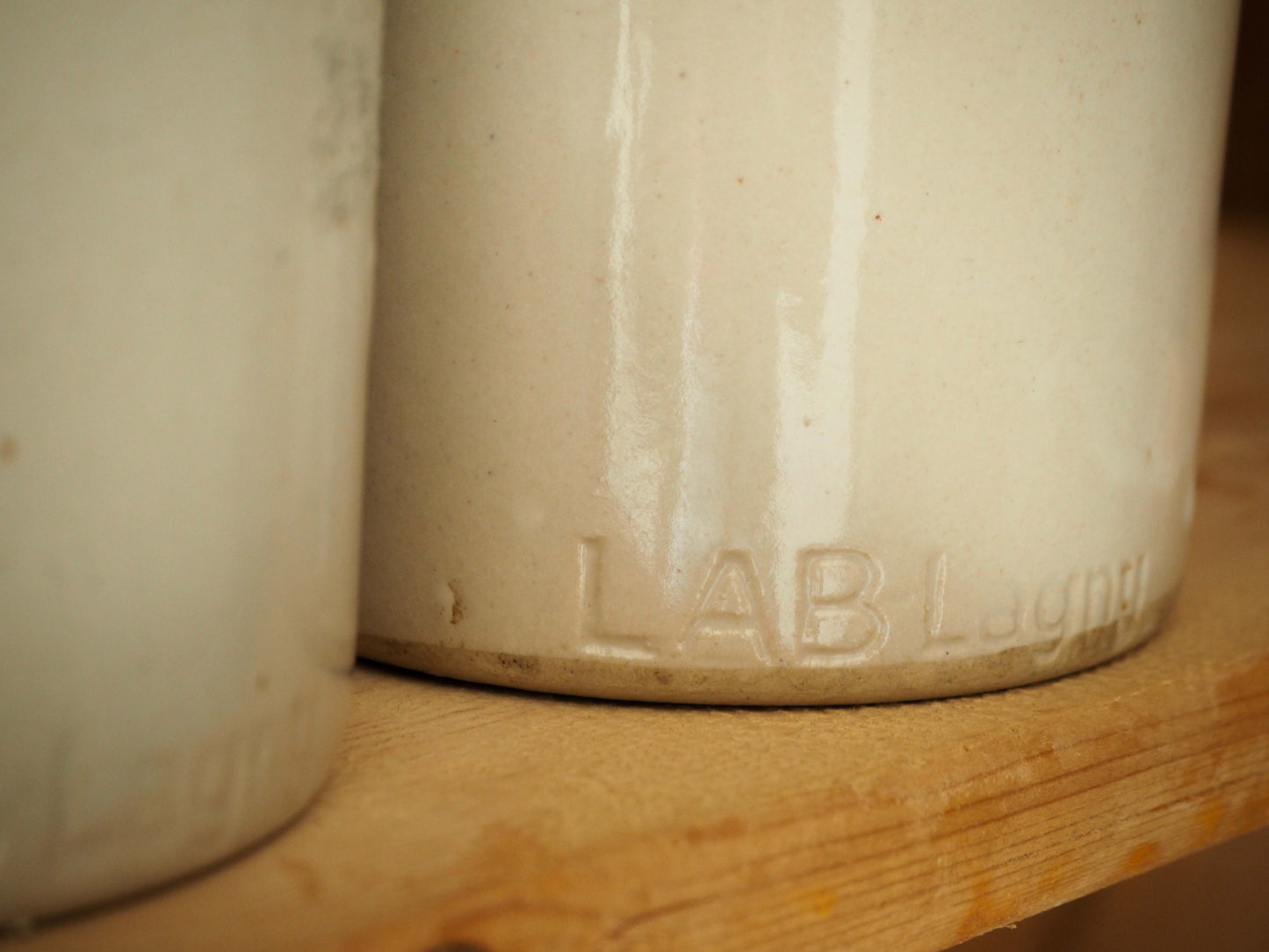 Vintage / Antique Rustic French Cream Stoneware Apothecary Pot / Kitchen Storage Jar