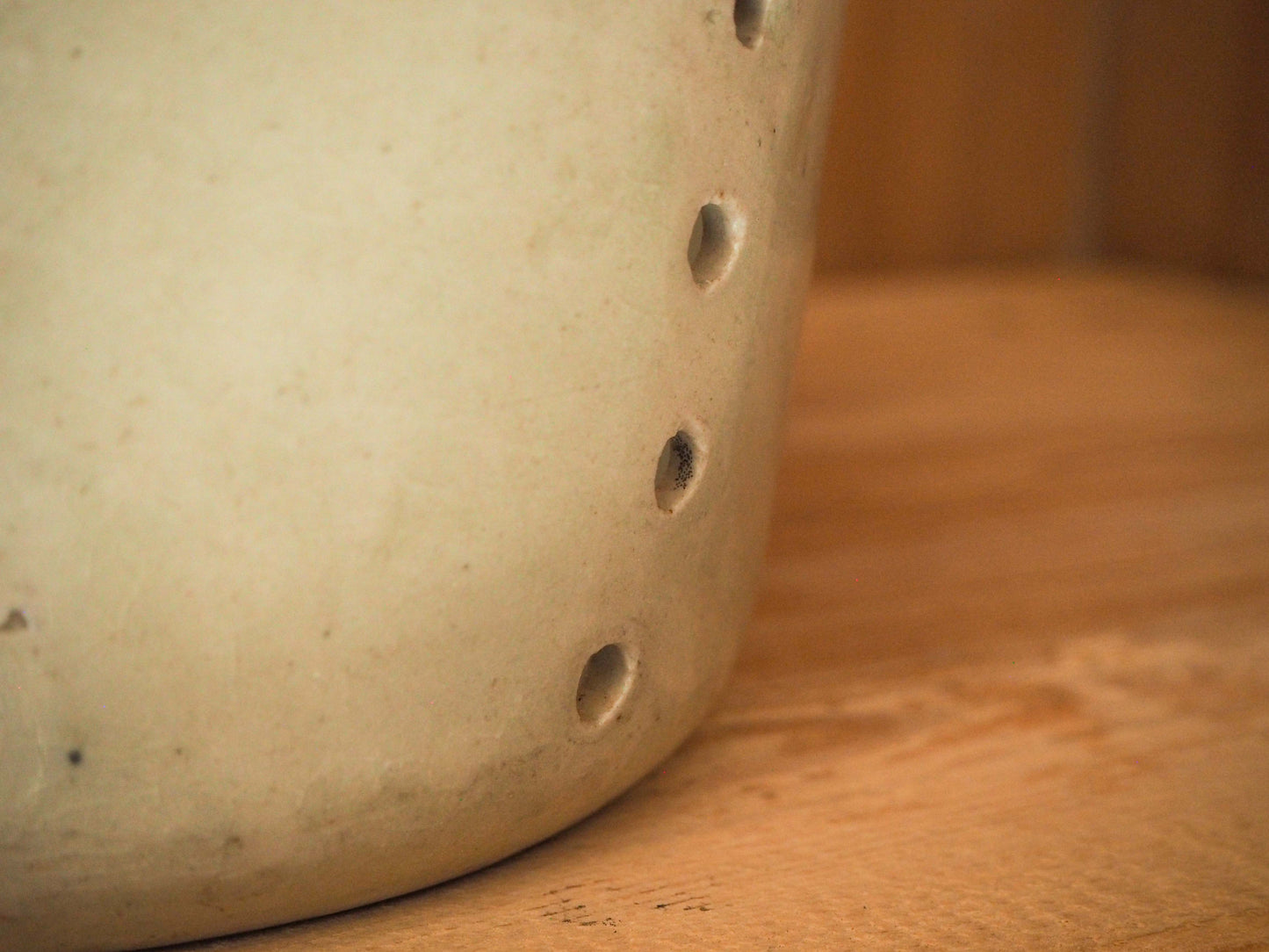 Vintage / Antique Rustic French Cream Stoneware Cheese Mould / Kitchen Storage Jar