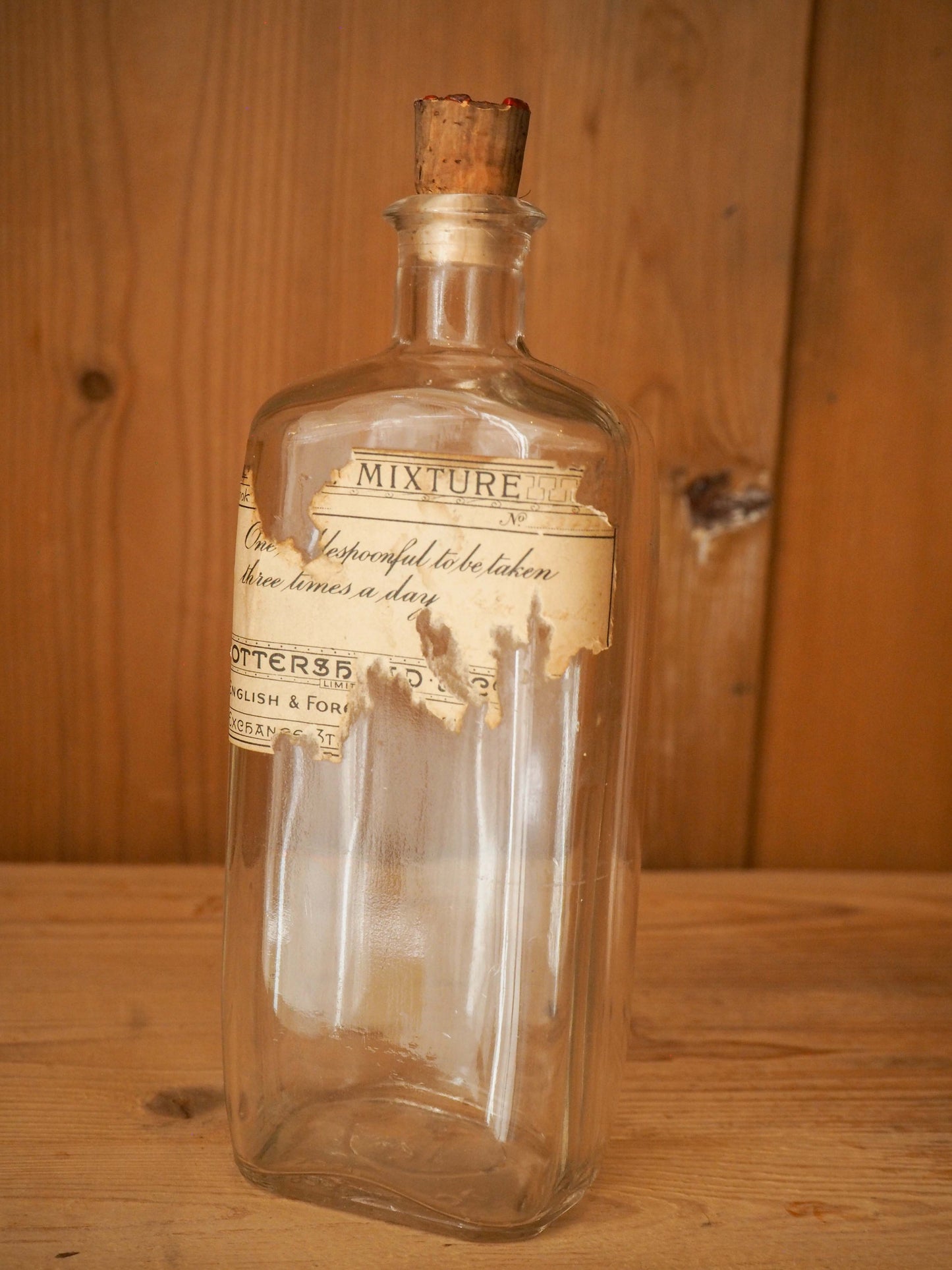 Trio of Vintage / Antique English Apothecary Chemist Bottles With Original Labels (Sold Individually)