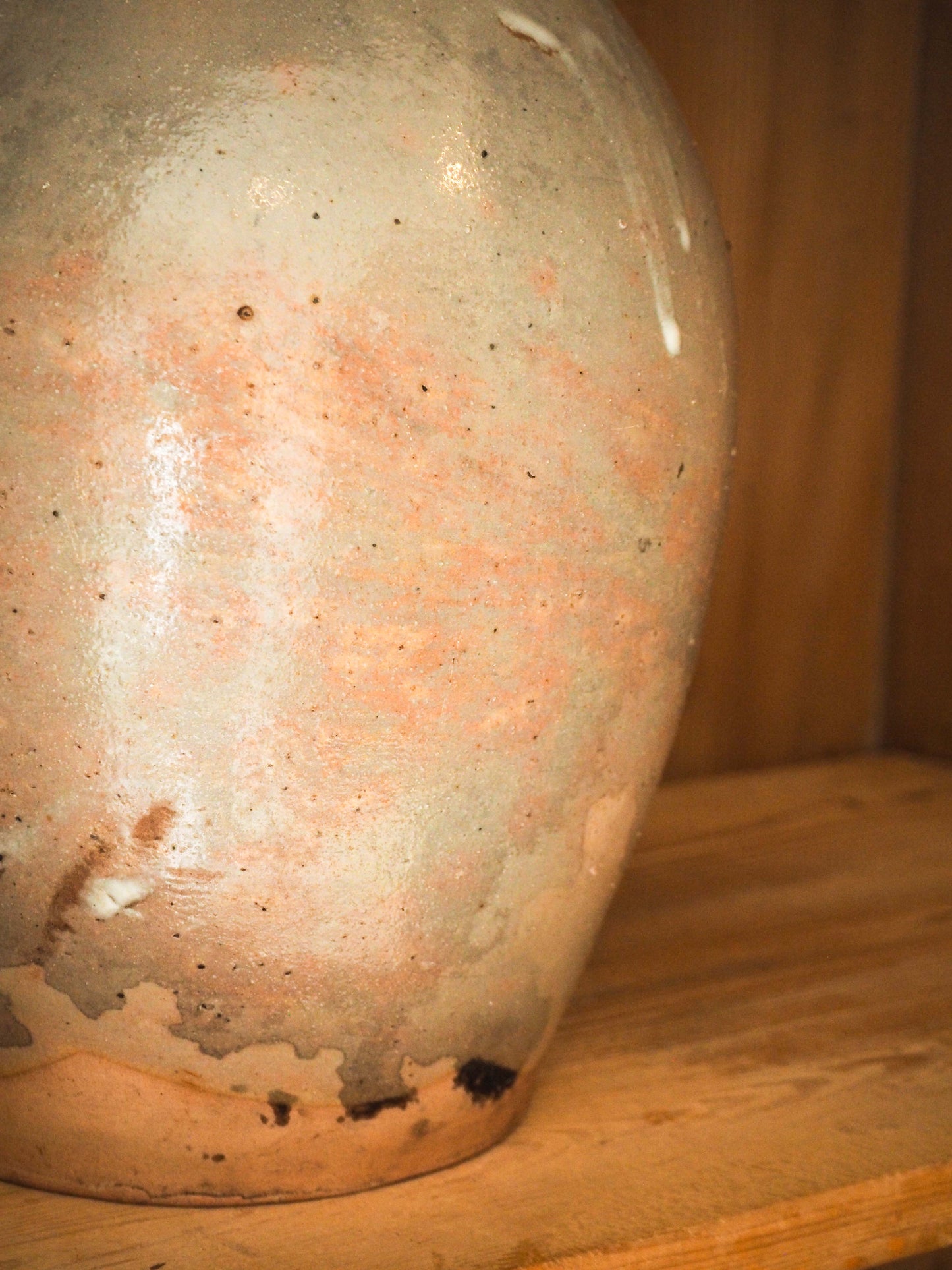 Vintage / Antique Rustic French Grey Large Stoneware Oil Jug / Kitchen Storage Jar