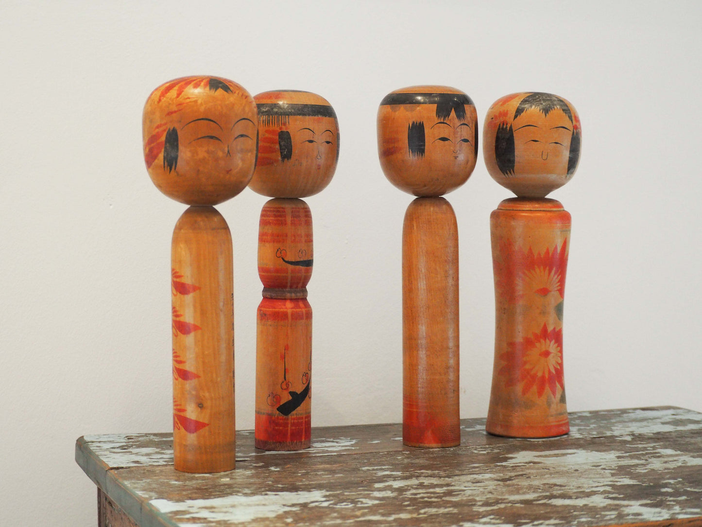 Vintage Antique Wooden Hand-Painted Mid-Century Japanese Kokeshi Dolls (Sold Individually)