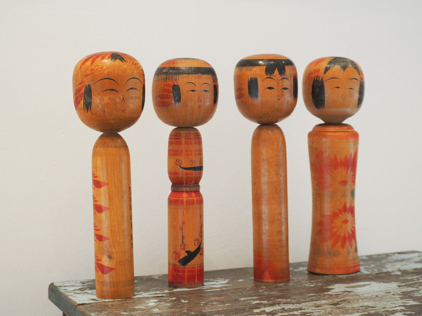 Vintage Antique Wooden Hand-Painted Mid-Century Japanese Kokeshi Dolls (Sold Individually)