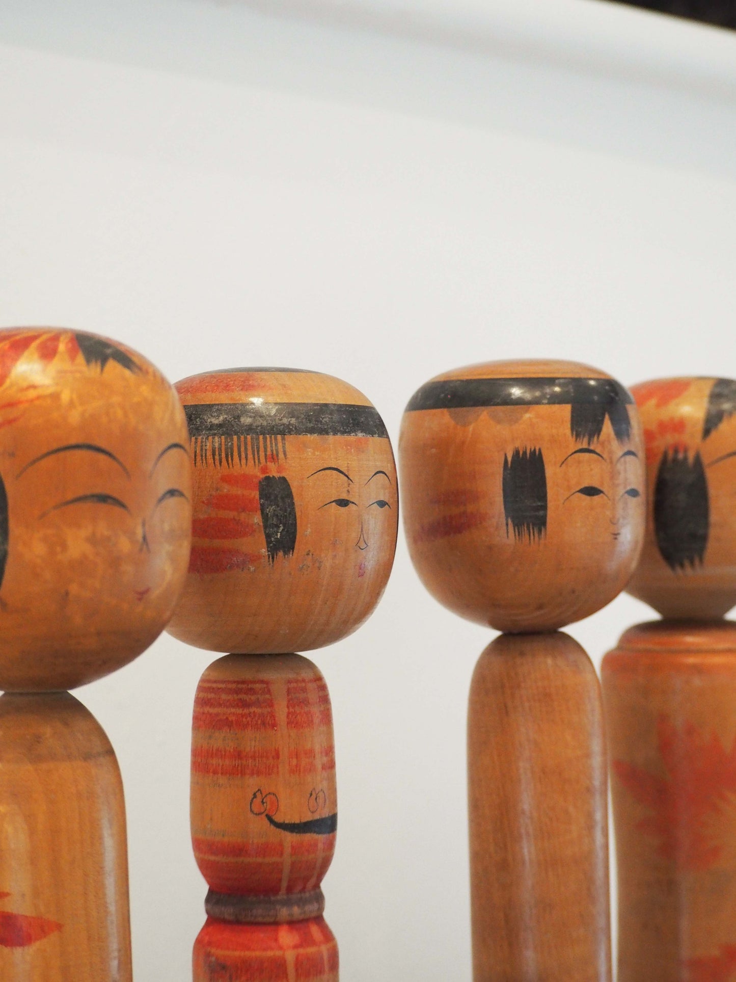 Vintage Antique Wooden Hand-Painted Mid-Century Japanese Kokeshi Dolls (Sold Individually)