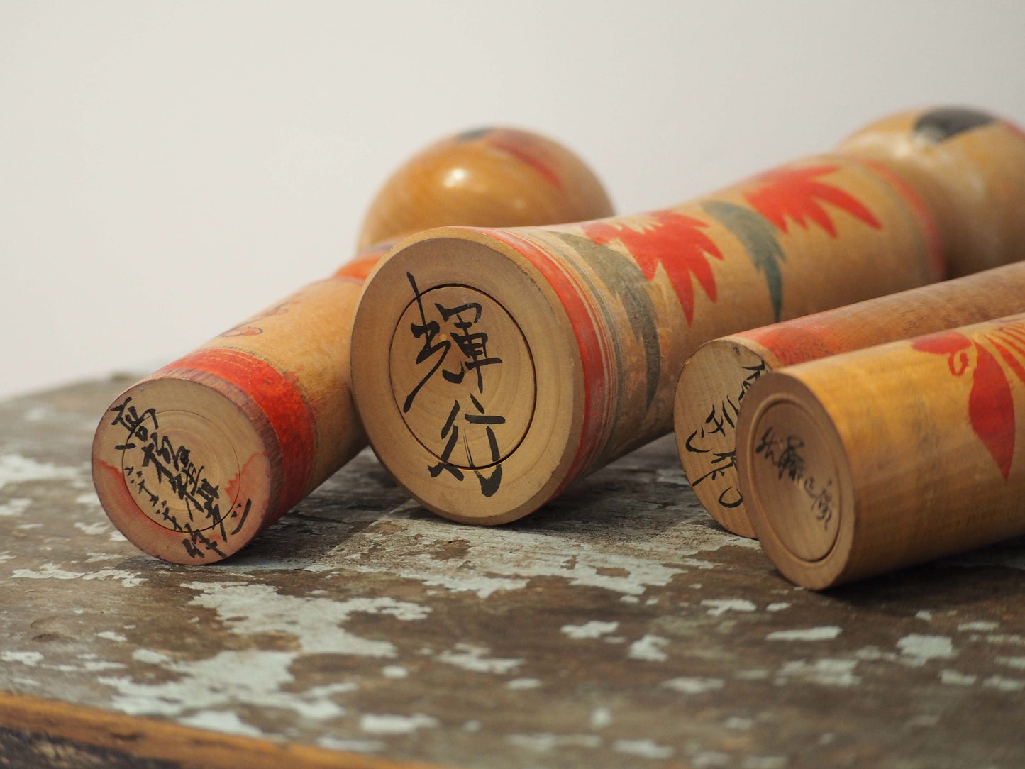 Vintage Antique Wooden Hand-Painted Mid-Century Japanese Kokeshi Dolls (Sold Individually)