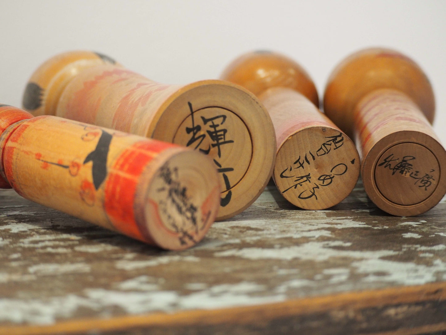 Vintage Antique Wooden Hand-Painted Mid-Century Japanese Kokeshi Dolls (Sold Individually)