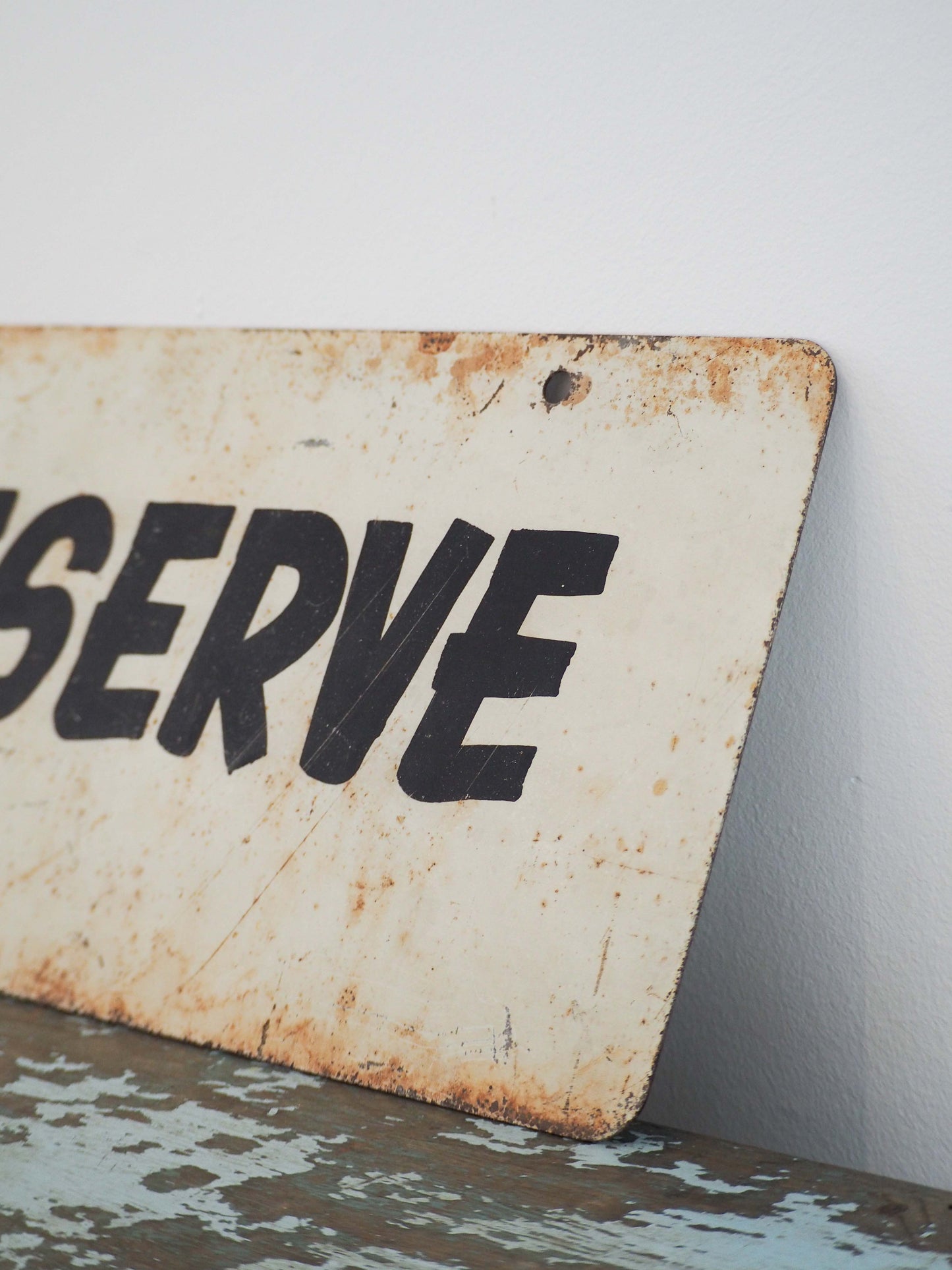 Vintage Antique Old French Metal 'Réservé' Road Sign / White & Black / Wall Art