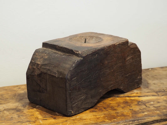 Vintage Antique Chunky Wooden Candle Holder / Indian Candle Block