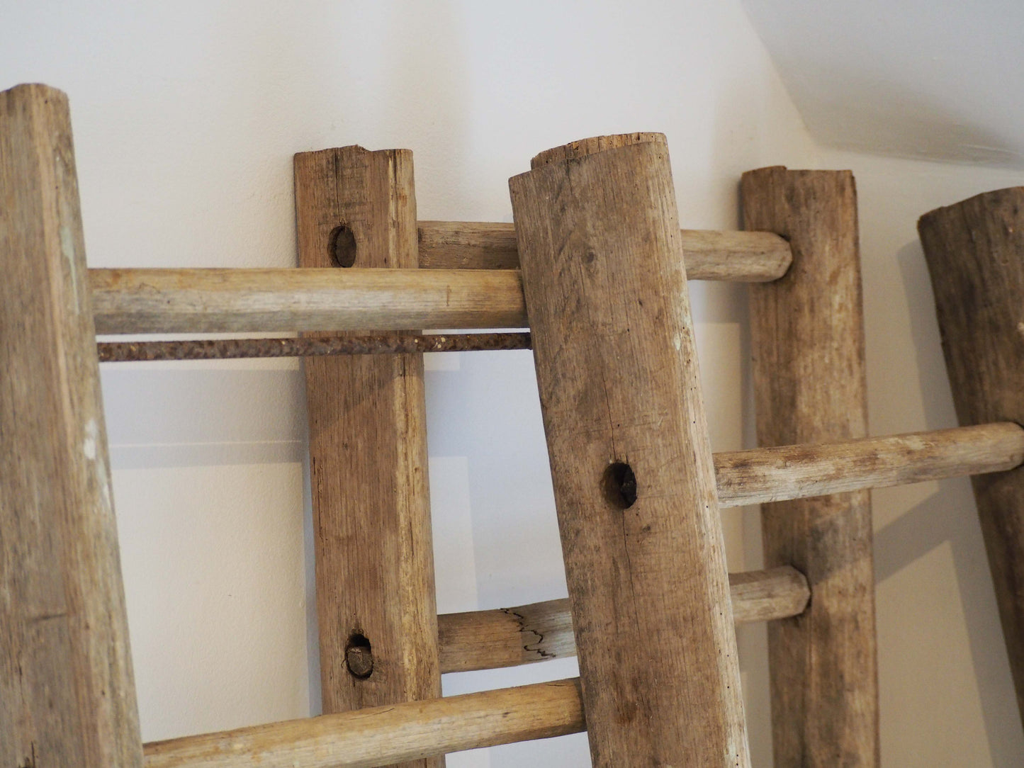 Vintage Small Rustic French Wooden Ladder / Decorative Ladder