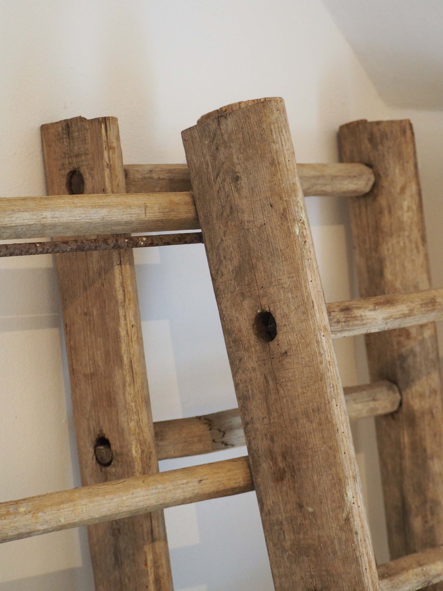 Vintage Small Rustic French Wooden Ladder / Decorative Ladder