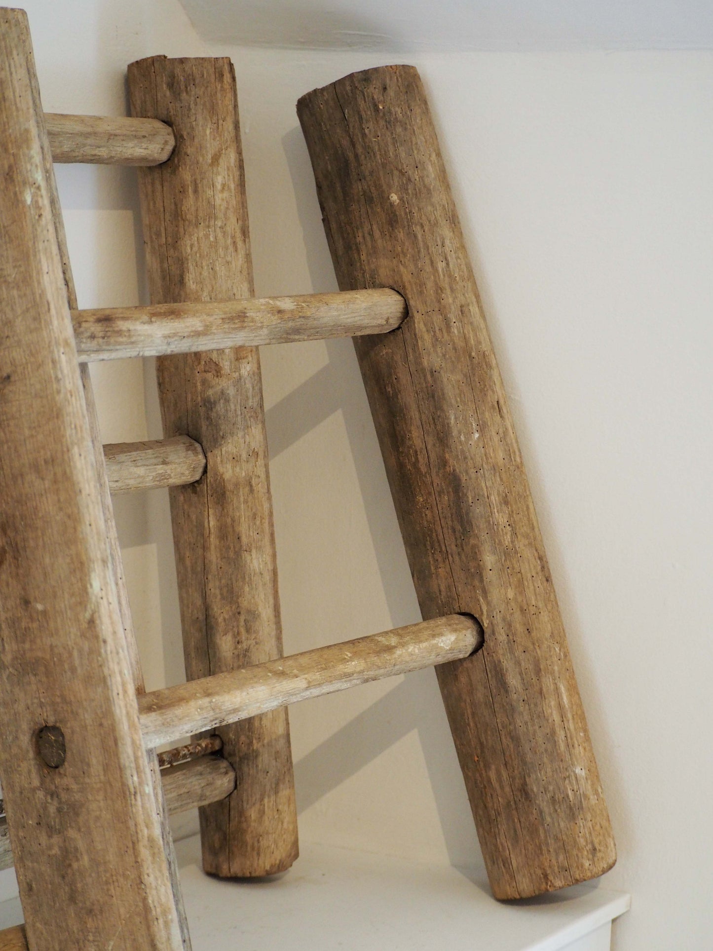 Vintage Small Rustic French Wooden Ladder / Decorative Ladder