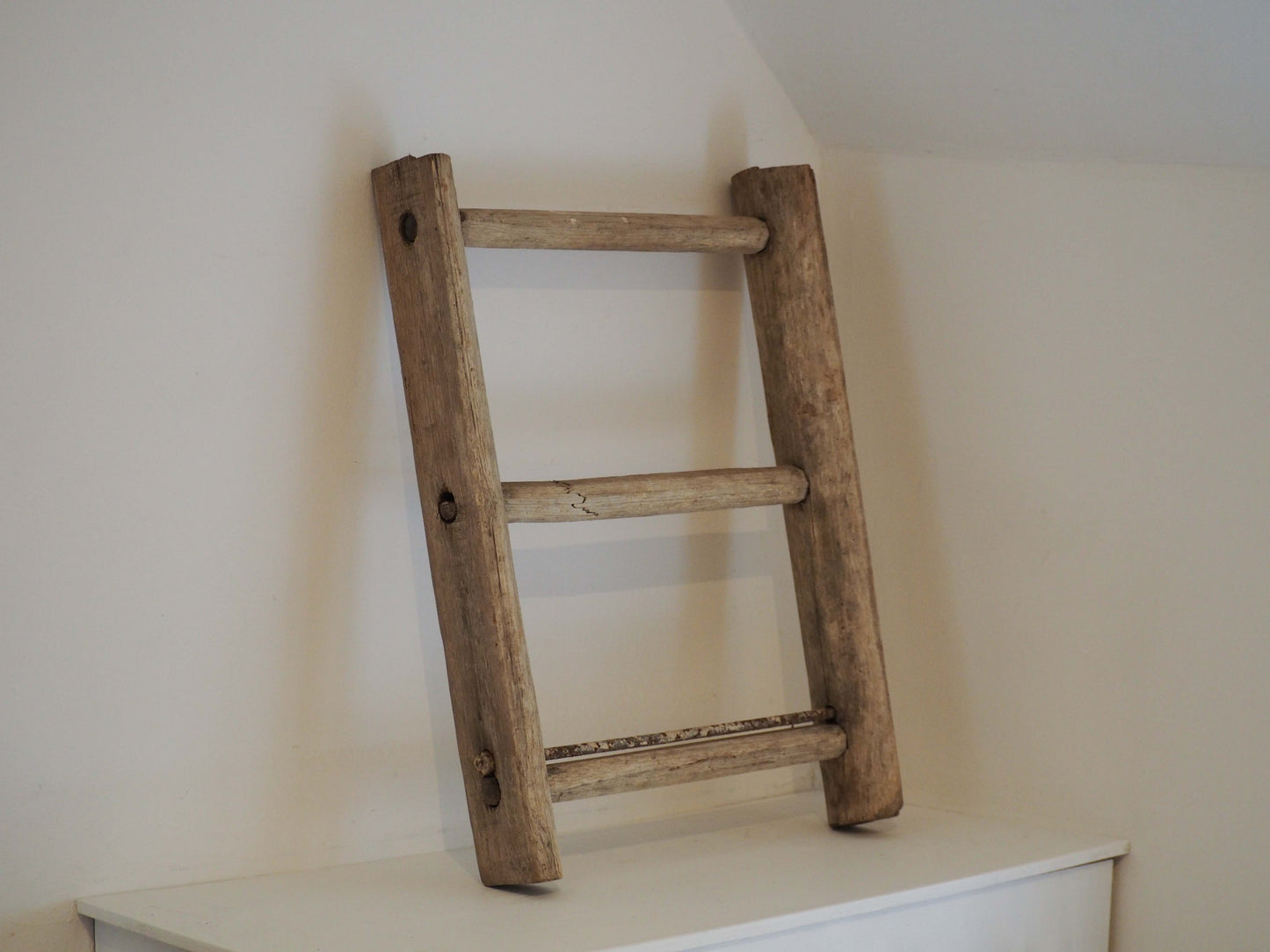 Vintage Small Rustic French Wooden Ladder / Decorative Ladder