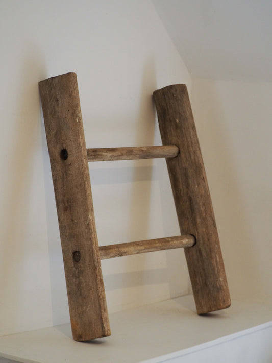 Vintage Small Rustic French Wooden Ladder / Decorative Ladder