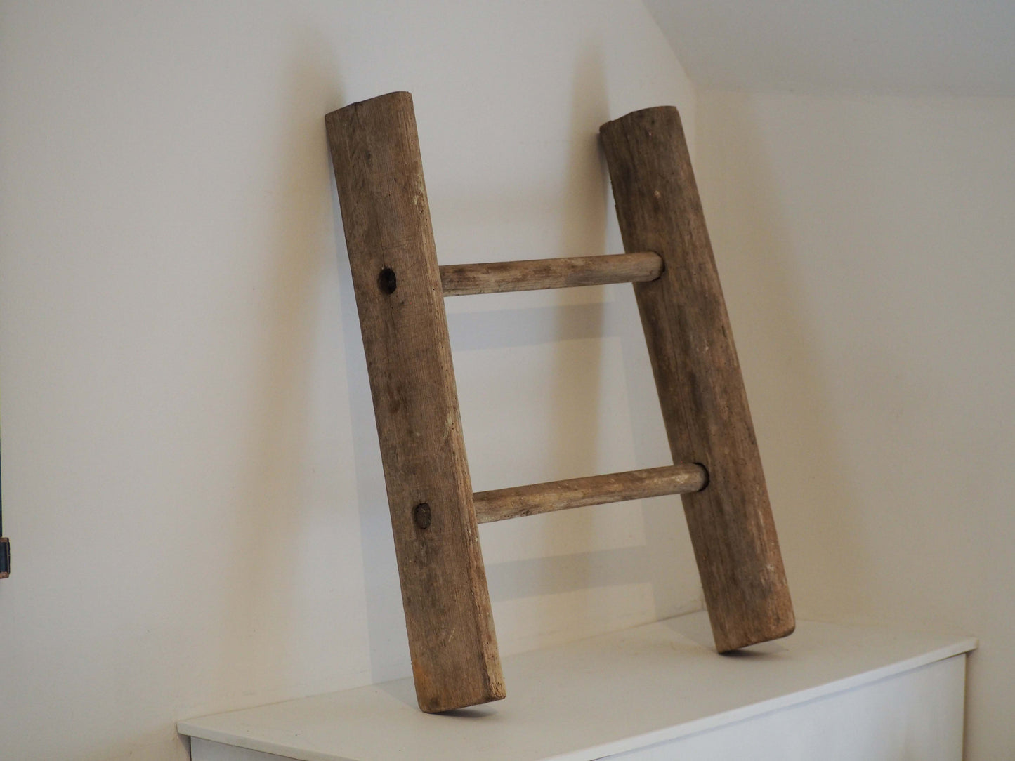 Vintage Small Rustic French Wooden Ladder / Decorative Ladder