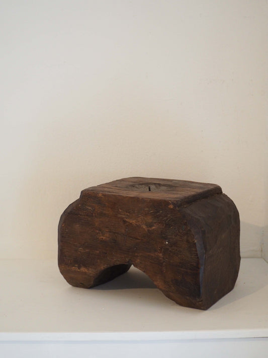 Vintage Antique Chunky Wooden Candle Holder / Indian Candle Block