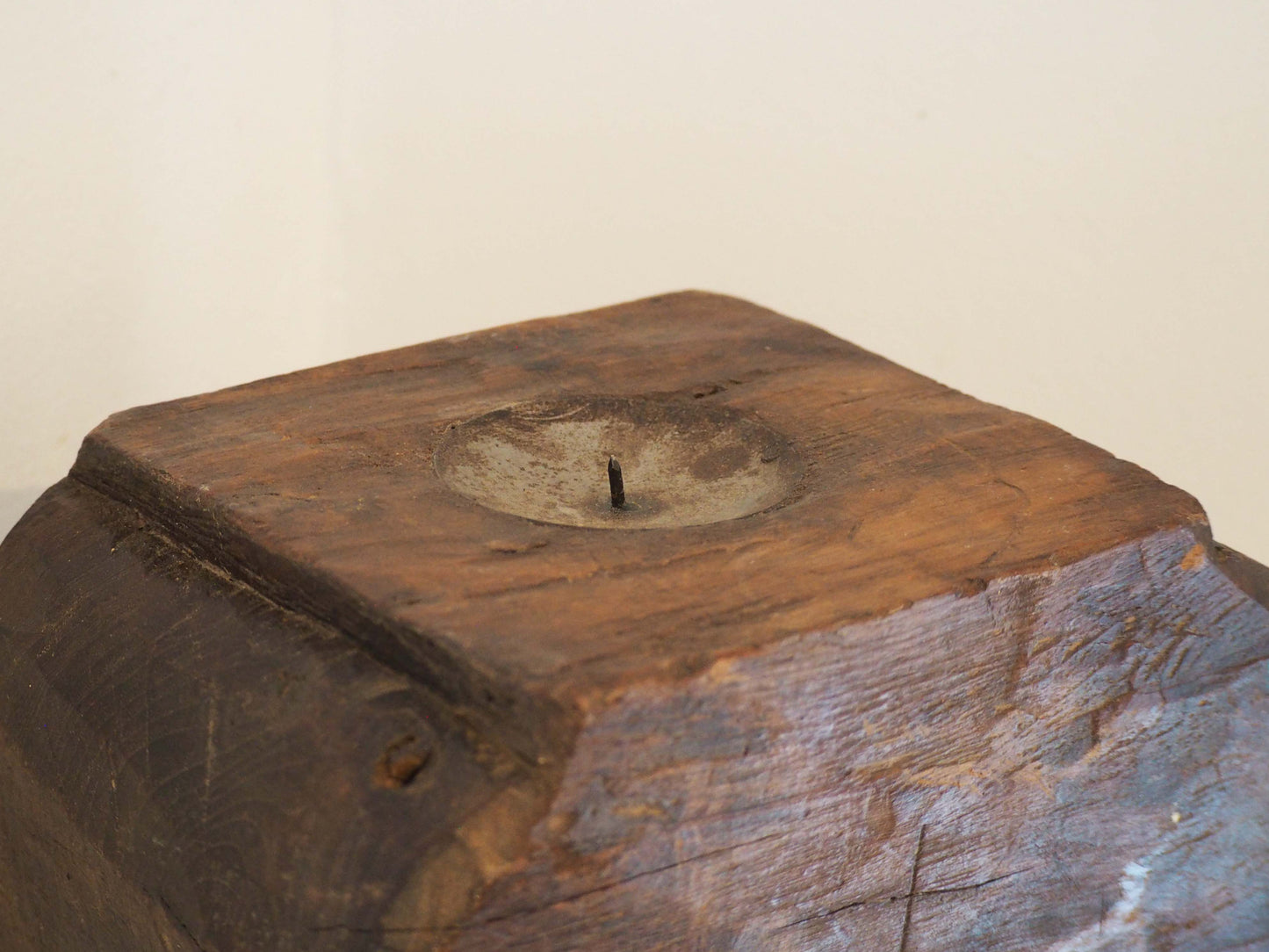 Vintage Antique Chunky Wooden Candle Holder / Indian Candle Block