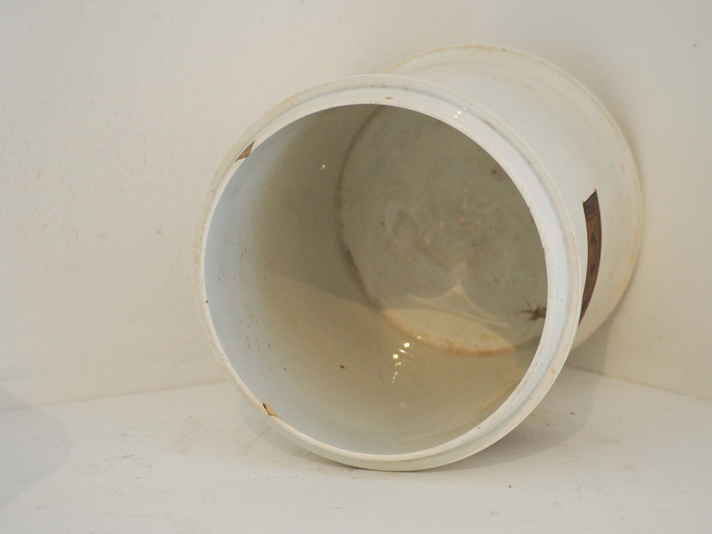 Pair of Vintage / Antique Large White Porcelain Apothecary Chemist Bottles With Original Labels