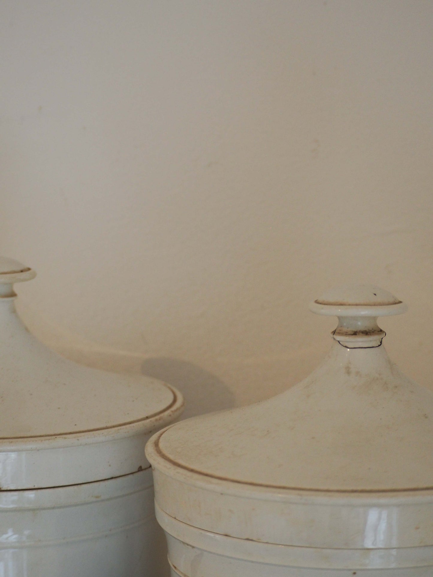 Pair of Vintage / Antique Large White Porcelain Apothecary Chemist Bottles With Original Labels