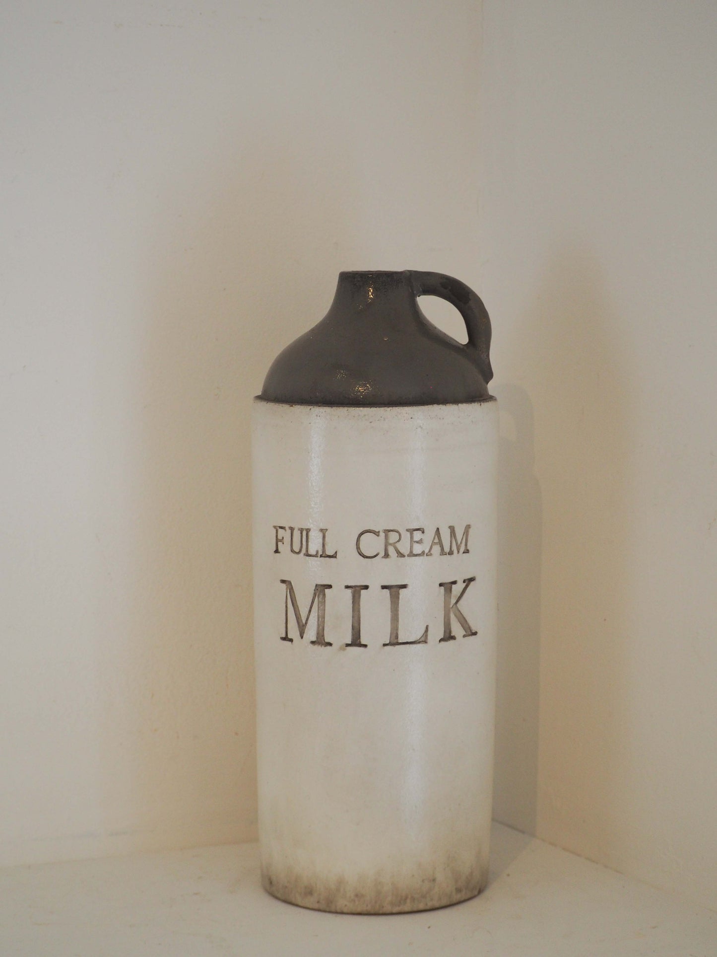 Vintage 'Full Cream Milk' Ceramic Pot With Handle / Kitchen Decor