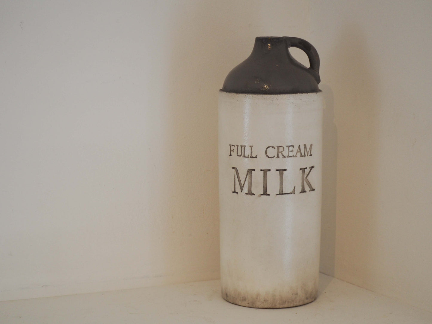 Vintage 'Full Cream Milk' Ceramic Pot With Handle / Kitchen Decor