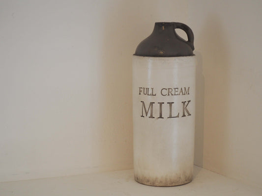 Vintage 'Full Cream Milk' Ceramic Pot With Handle / Kitchen Decor