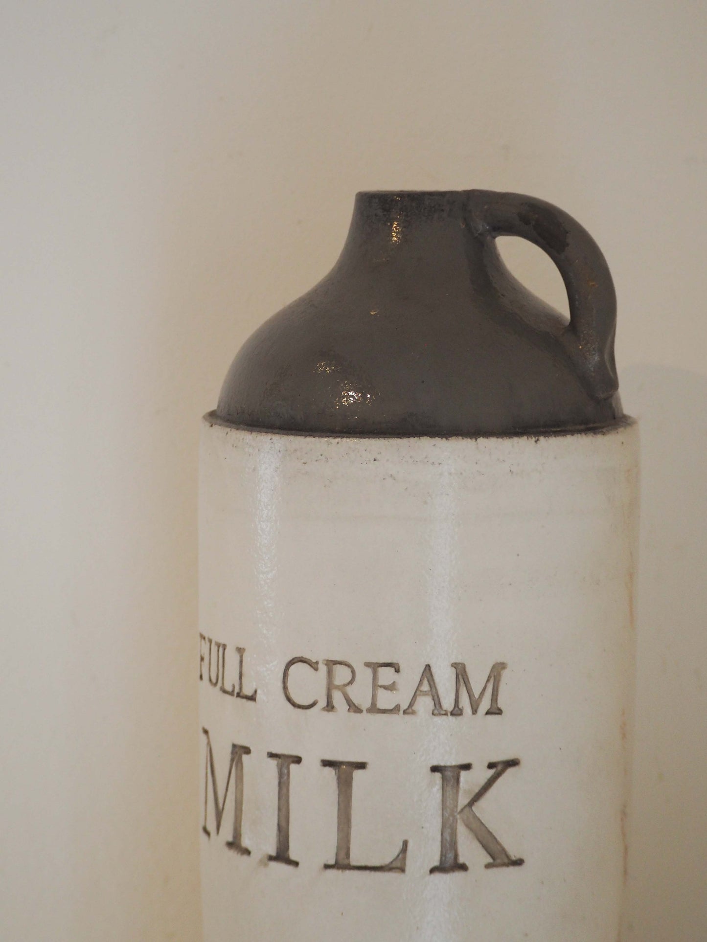 Vintage 'Full Cream Milk' Ceramic Pot With Handle / Kitchen Decor