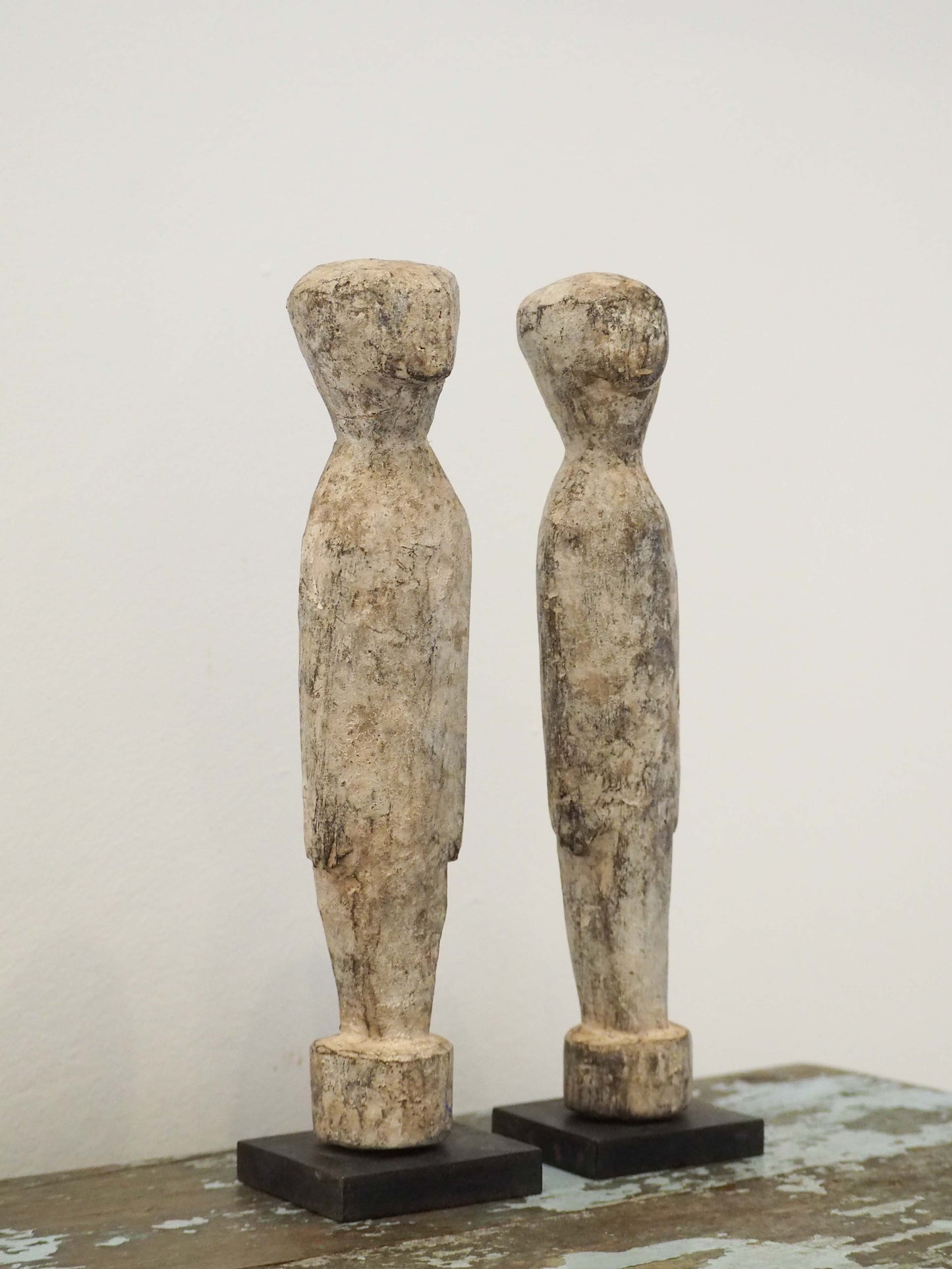 Pair of White Ancestor Figures from Ghana / Decorative Tribal Art