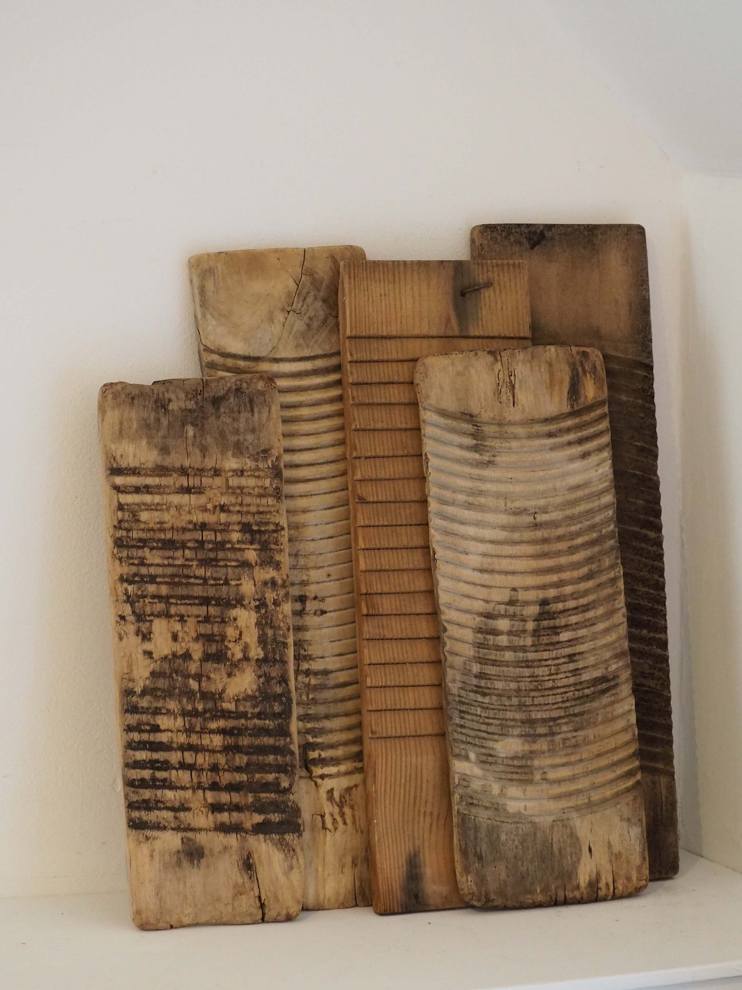 Vintage Antique Wooden Rustic Primitive Elm Ribbed Washboard (Sold Individually)