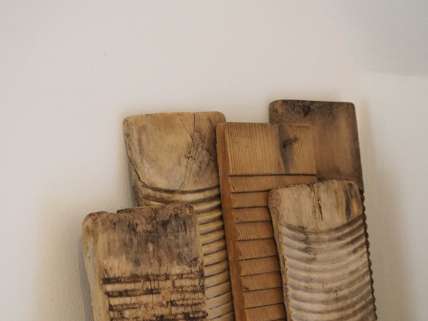 Vintage Antique Wooden Rustic Primitive Elm Ribbed Washboard (Sold Individually)