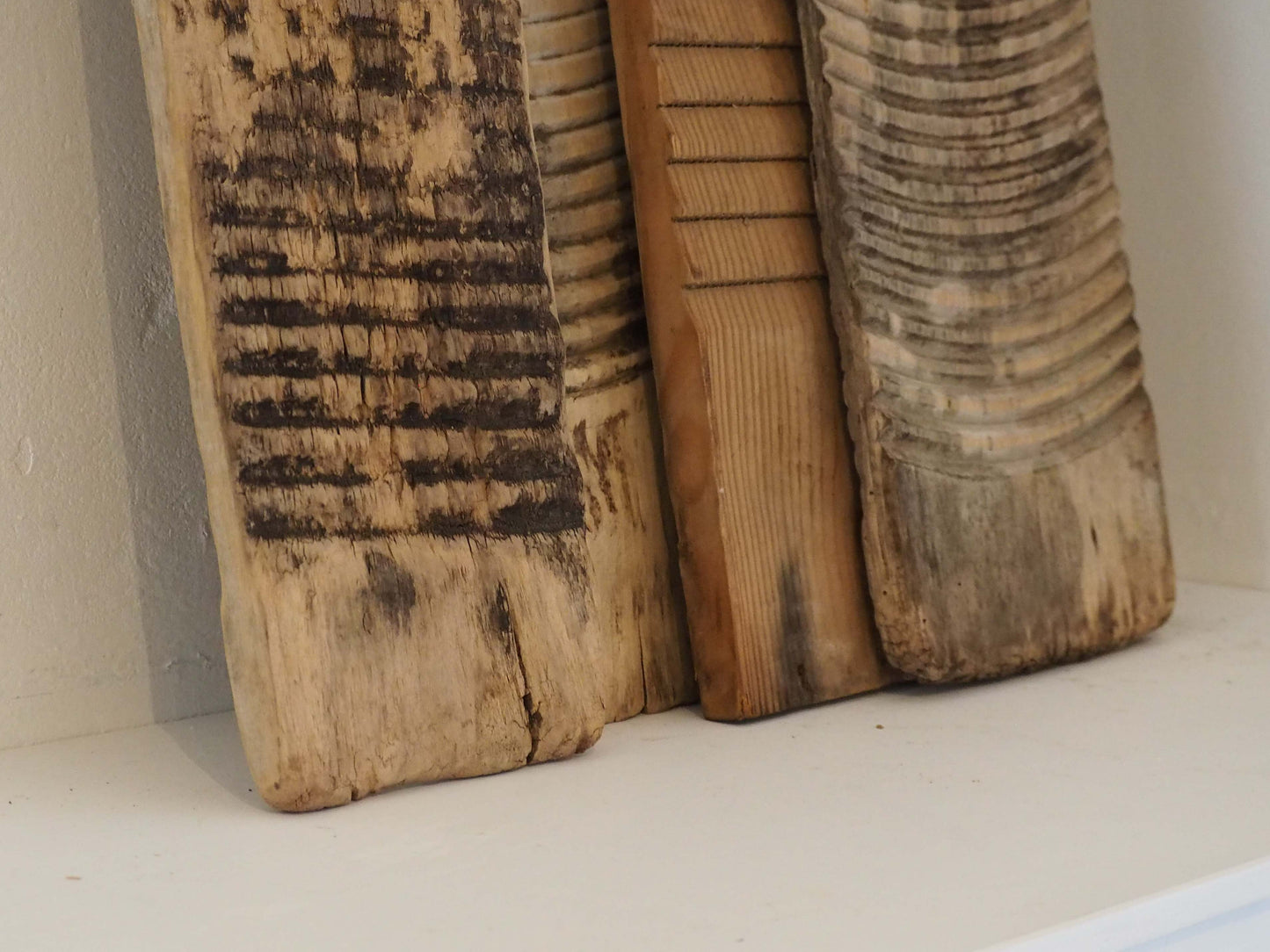 Vintage Antique Wooden Rustic Primitive Elm Ribbed Washboard (Sold Individually)