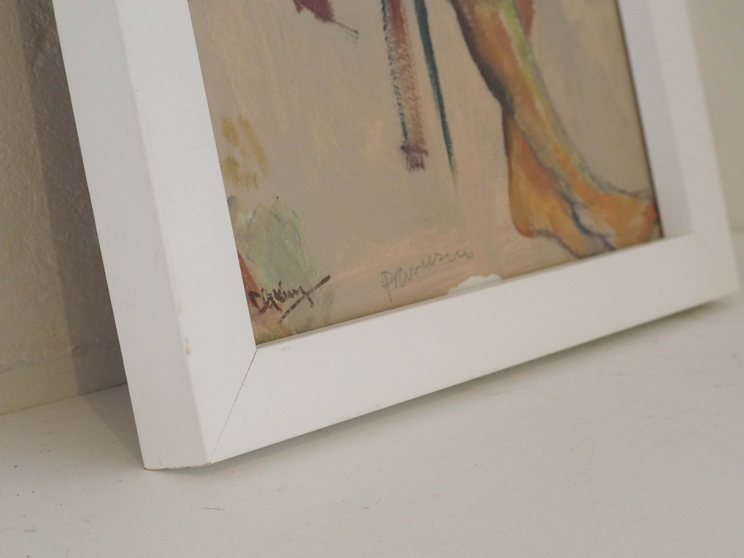 Original Painting by Wirral Artist Derek King in White Frame / Nude Figure Art / Decorative Wall Art