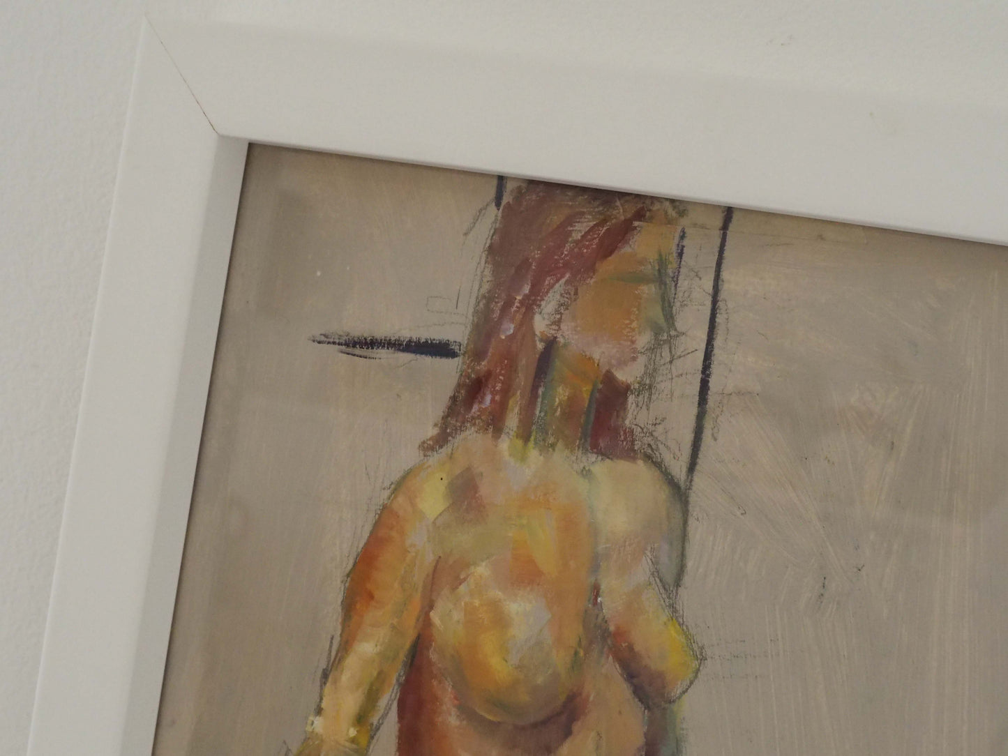 Original Painting by Wirral Artist Derek King in White Frame / Nude Figure Art / Decorative Wall Art