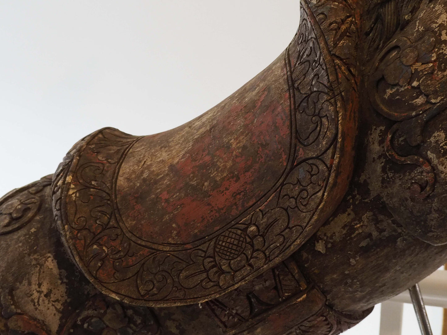 Antique Early 20th-Century Large Rare Hand-Carved Asian Decorative Wooden Horse Sculpture