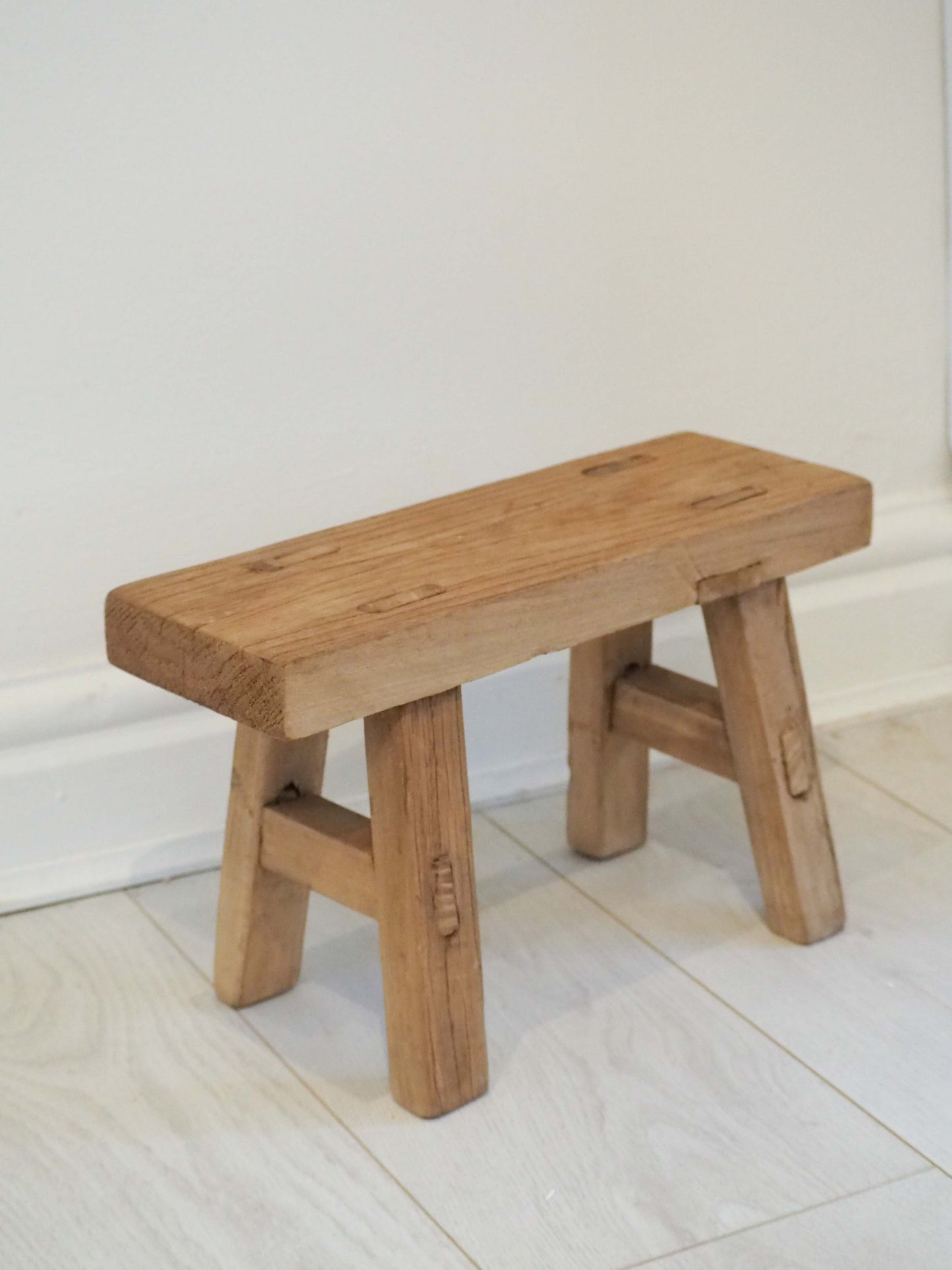 Antique Vintage Small Elm Rustic Wooden Farmhouse Stool / Milking Stool