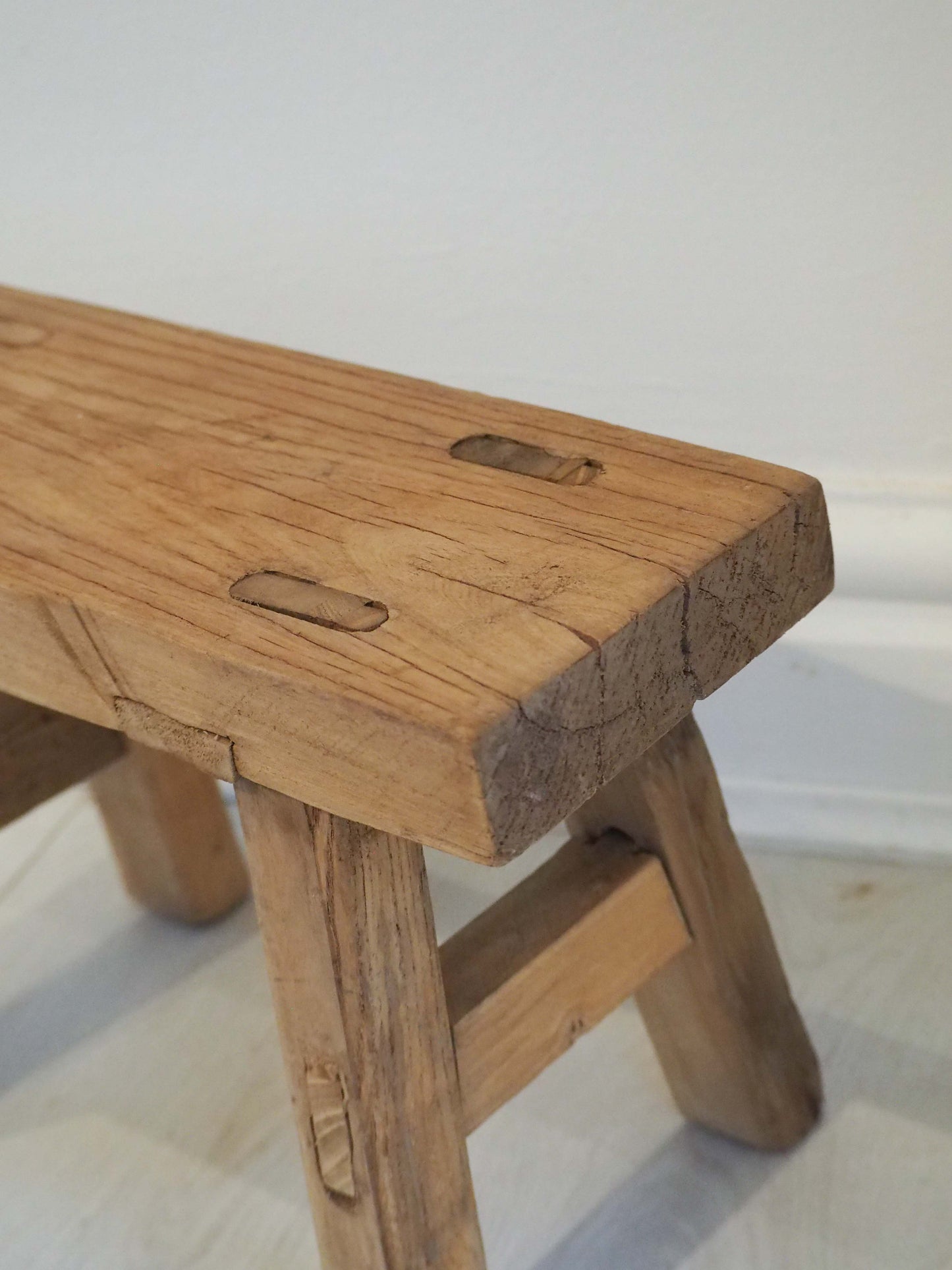 Antique Vintage Small Elm Rustic Wooden Farmhouse Stool / Milking Stool