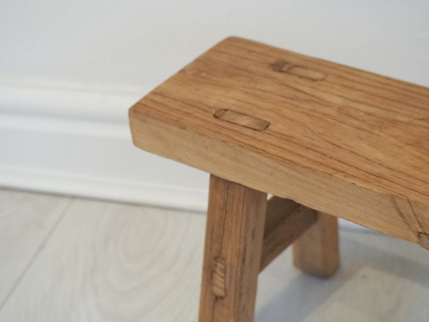 Antique Vintage Small Elm Rustic Wooden Farmhouse Stool / Milking Stool