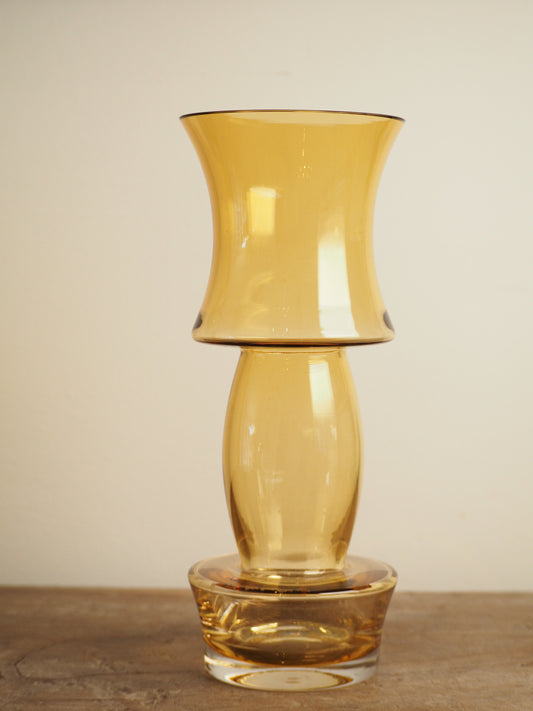 Tamara Aladin Kasipaino Glass Vase for Riihimaen Lasi c1970 in Amber
