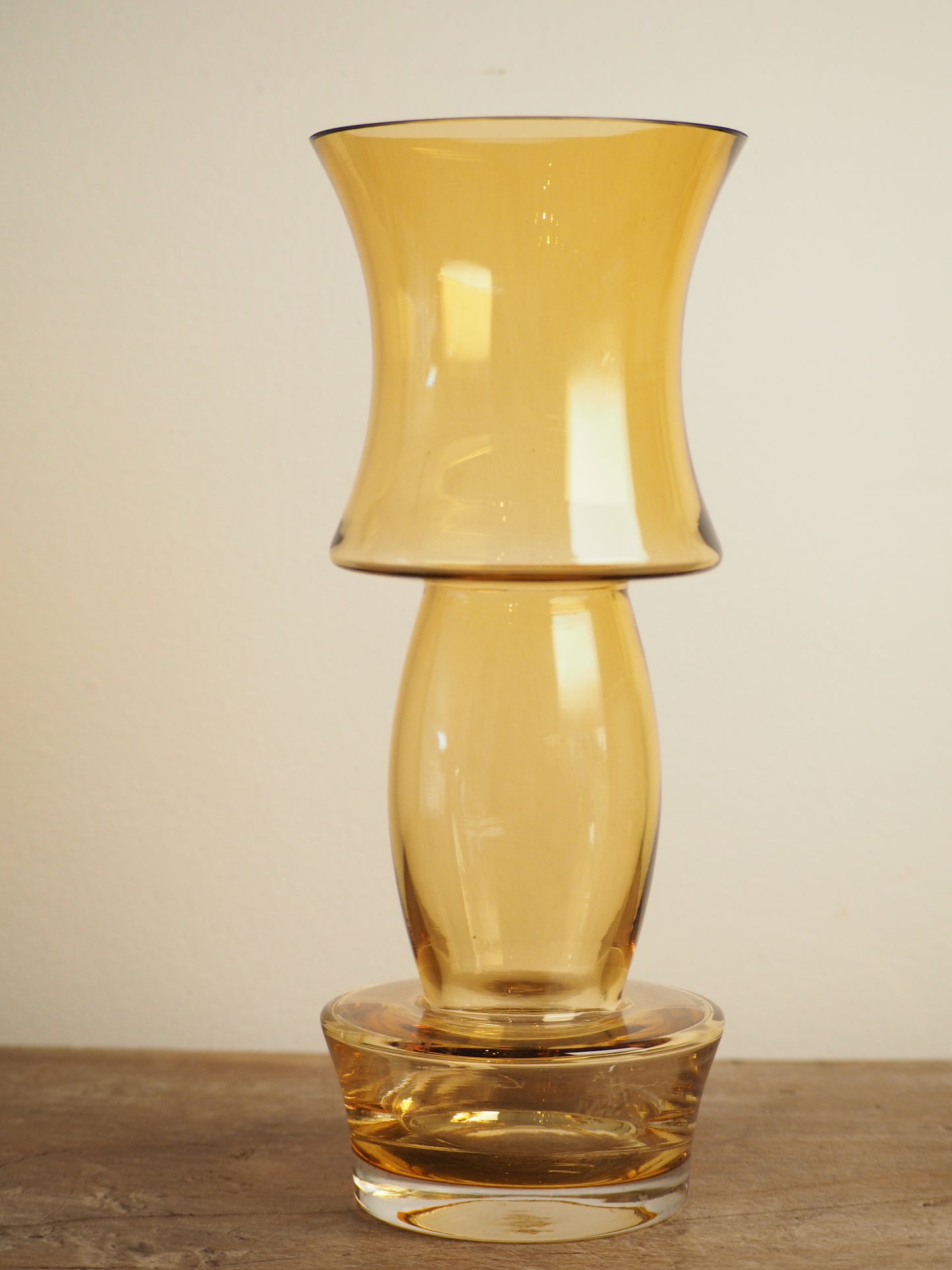 Tamara Aladin Kasipaino Glass Vase for Riihimaen Lasi c1970 in Amber