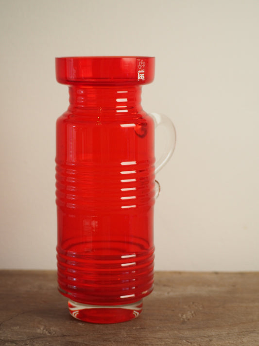 Tamara Aladin Kleopatra Glass Vase for Riihimaen Lasi c1969 in Red with Sticker