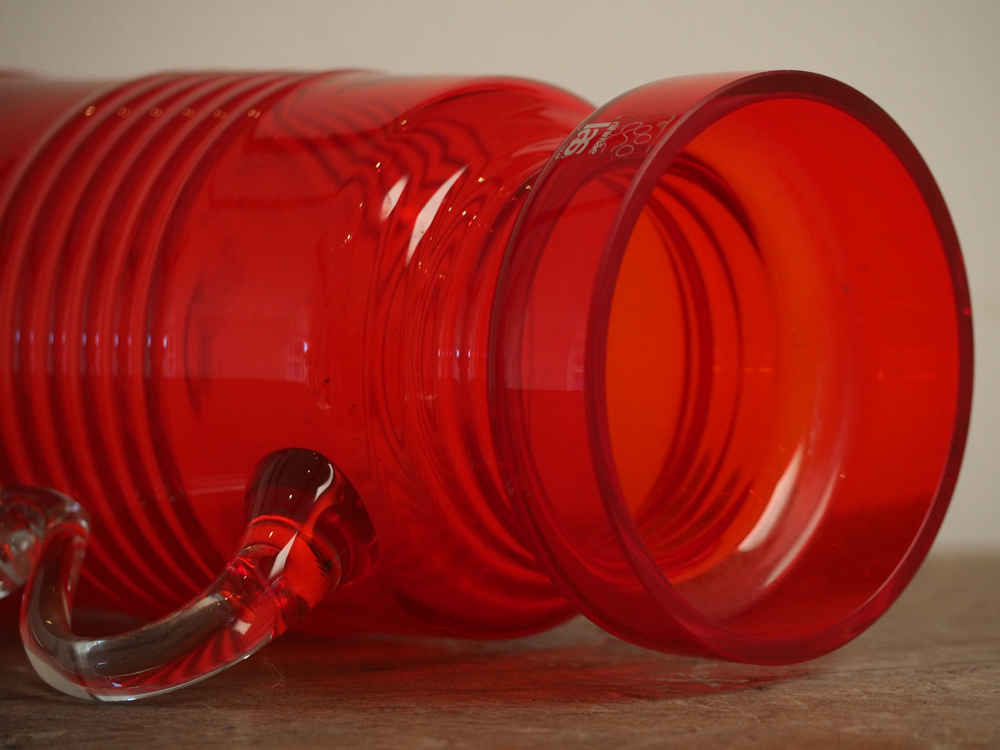 Tamara Aladin Kleopatra Glass Vase for Riihimaen Lasi c1969 in Red with Sticker