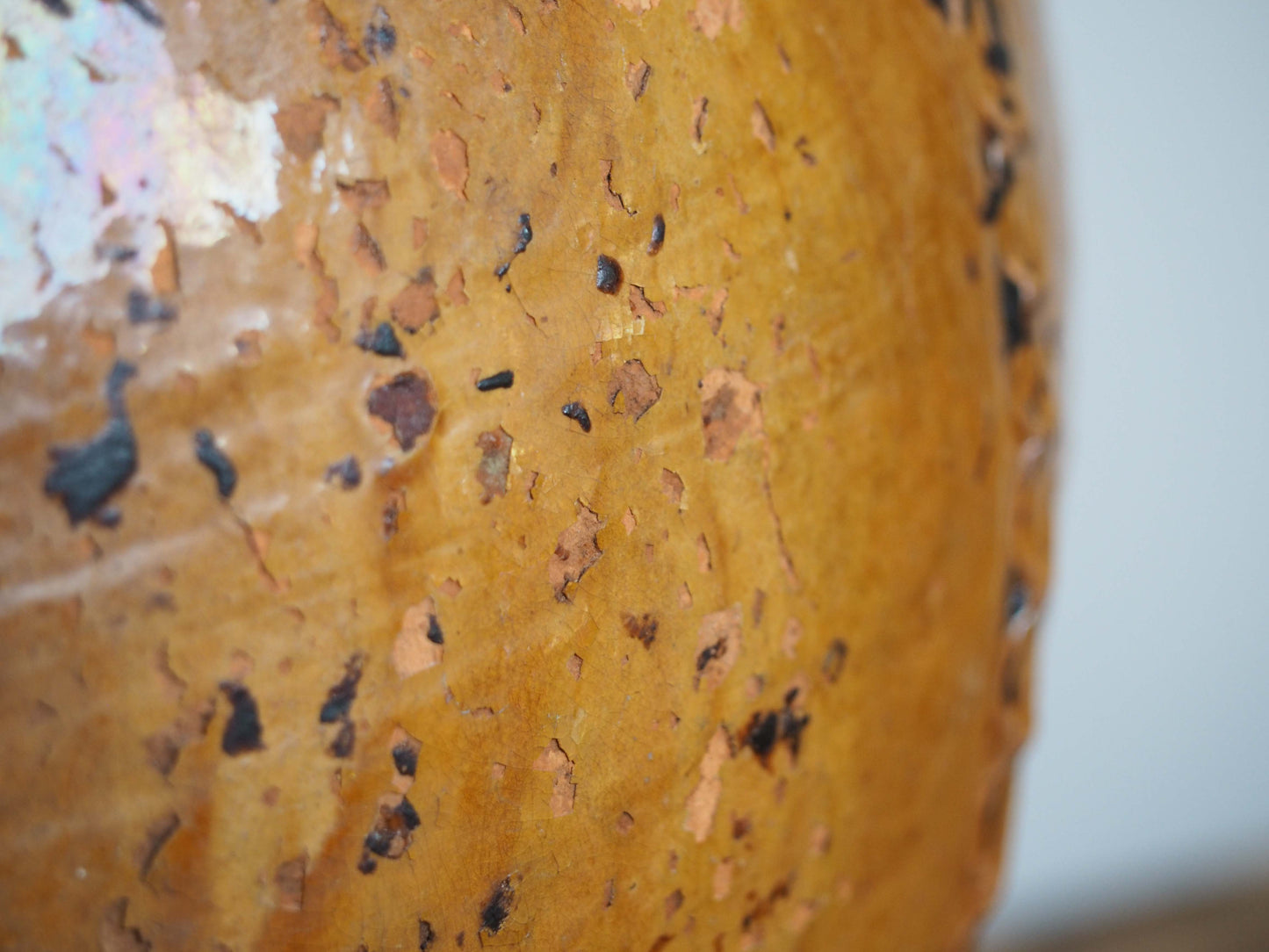 Vintage Antique French 18th-Century Walnut Oil Pot / Honey Brown Glaze Jar