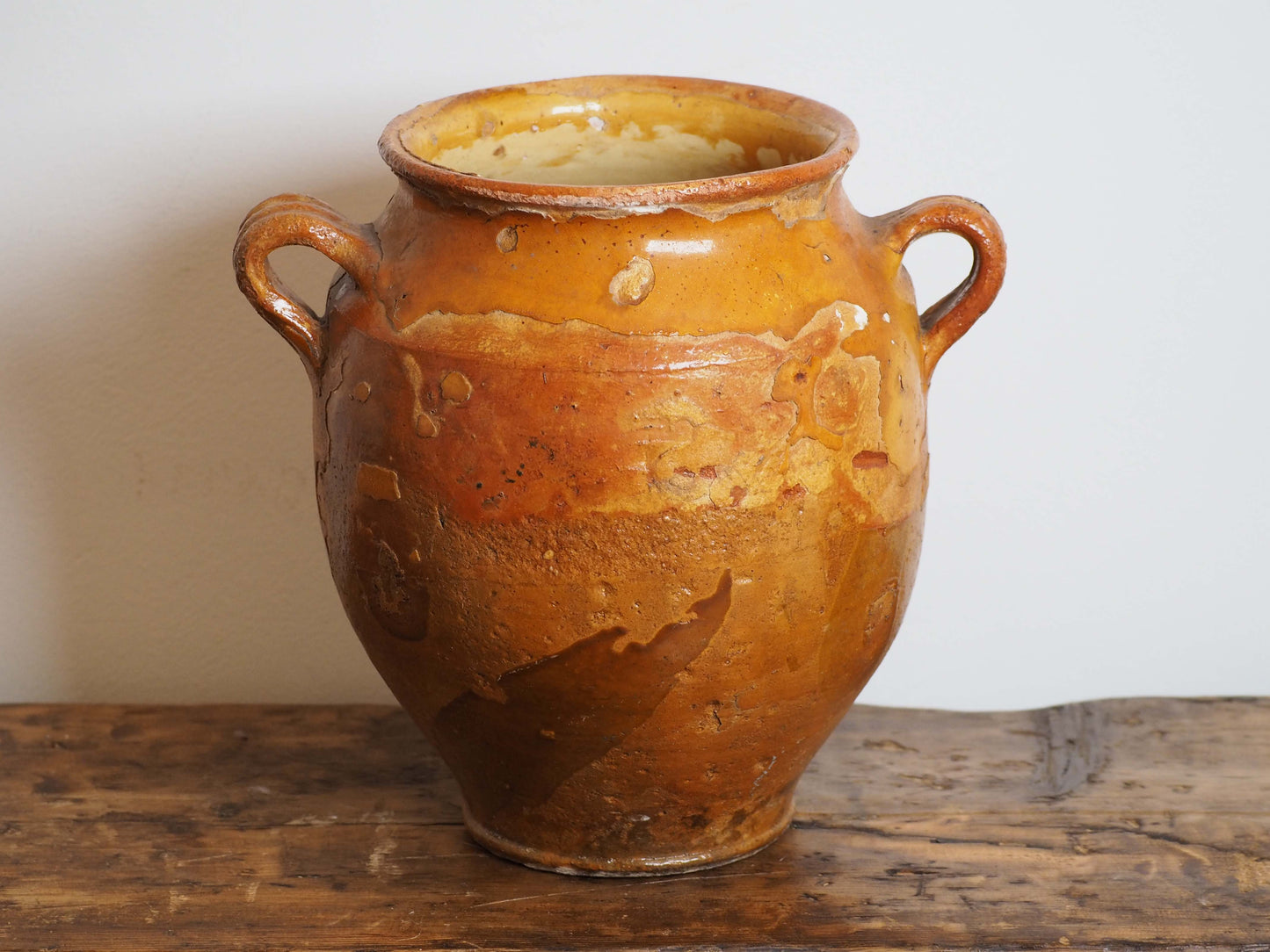 Vintage Antique French Yellow Glazed Confit Pot / Preservation Pot