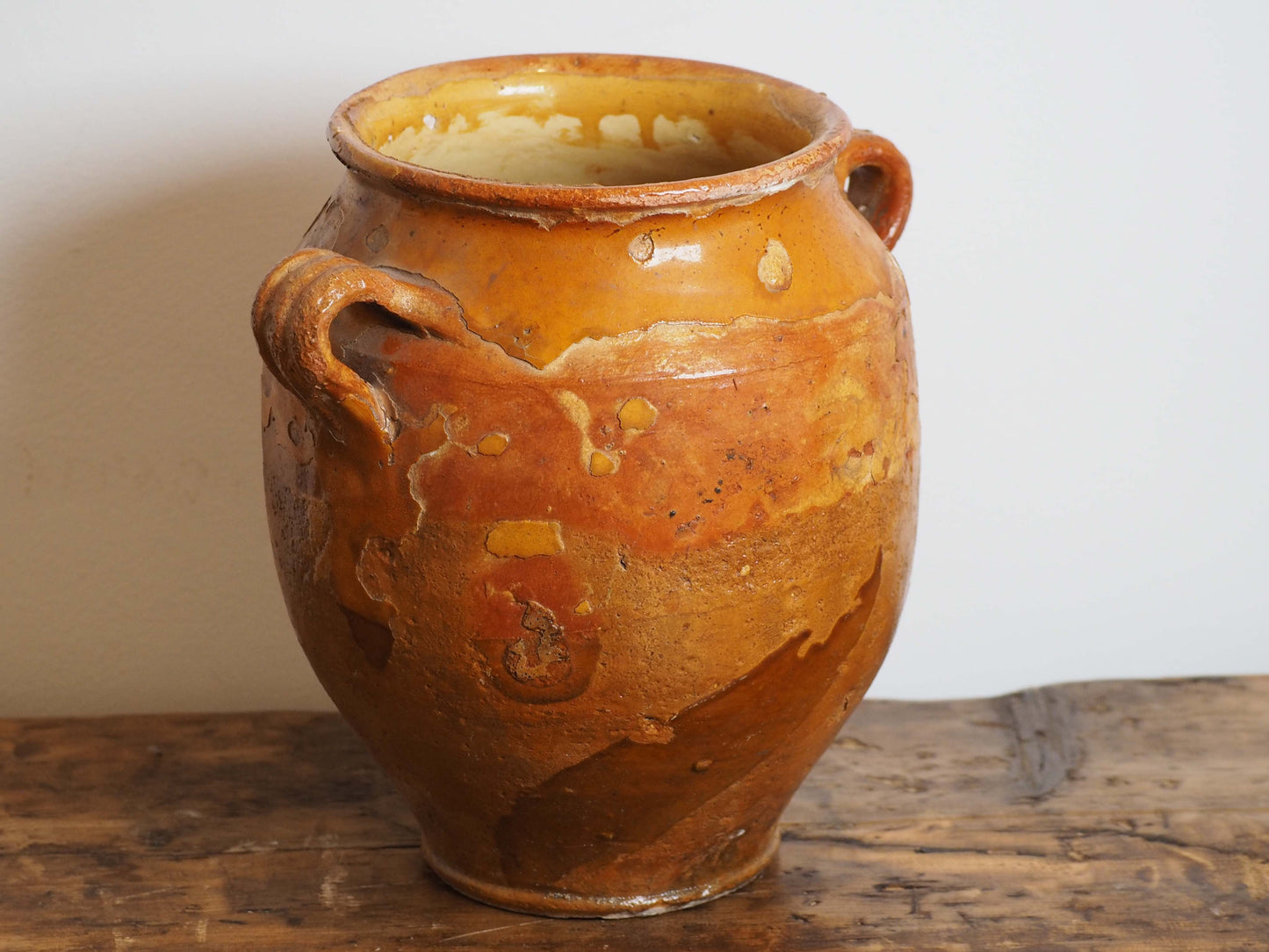 Vintage Antique French Yellow Glazed Confit Pot / Preservation Pot