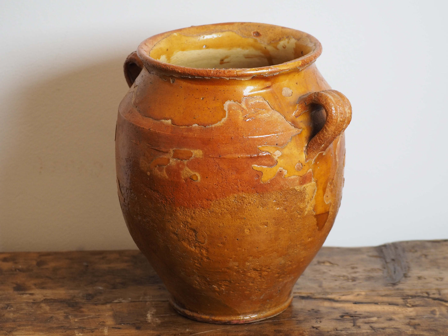 Vintage Antique French Yellow Glazed Confit Pot / Preservation Pot