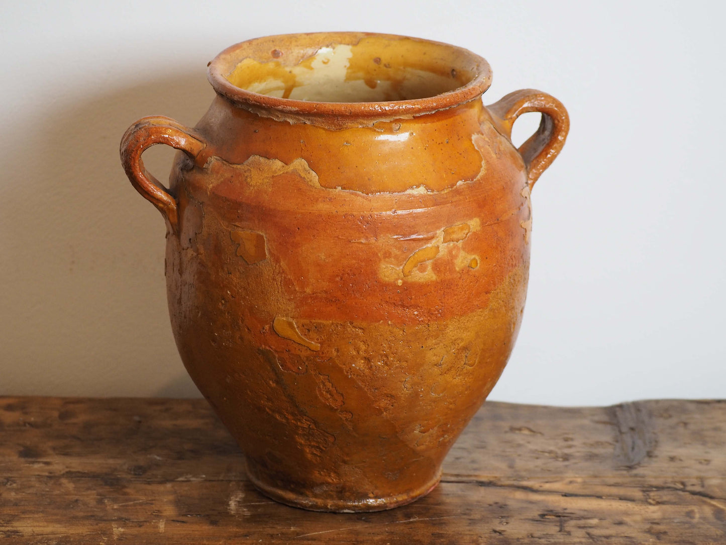 Vintage Antique French Yellow Glazed Confit Pot / Preservation Pot