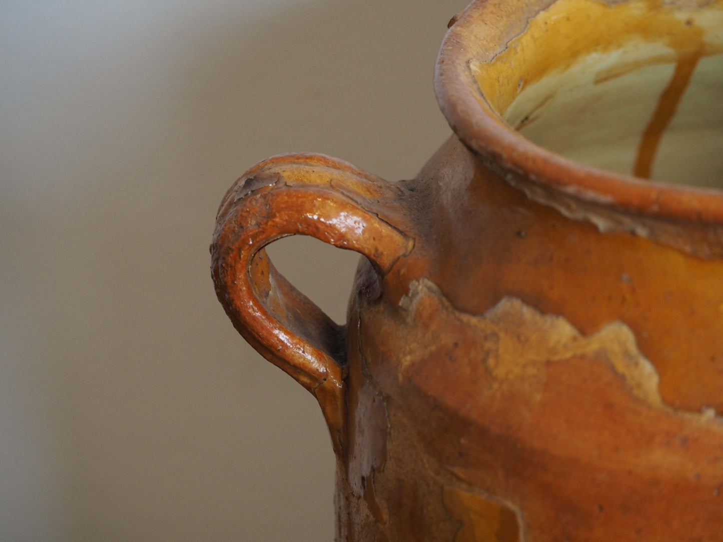 Vintage Antique French Yellow Glazed Confit Pot / Preservation Pot