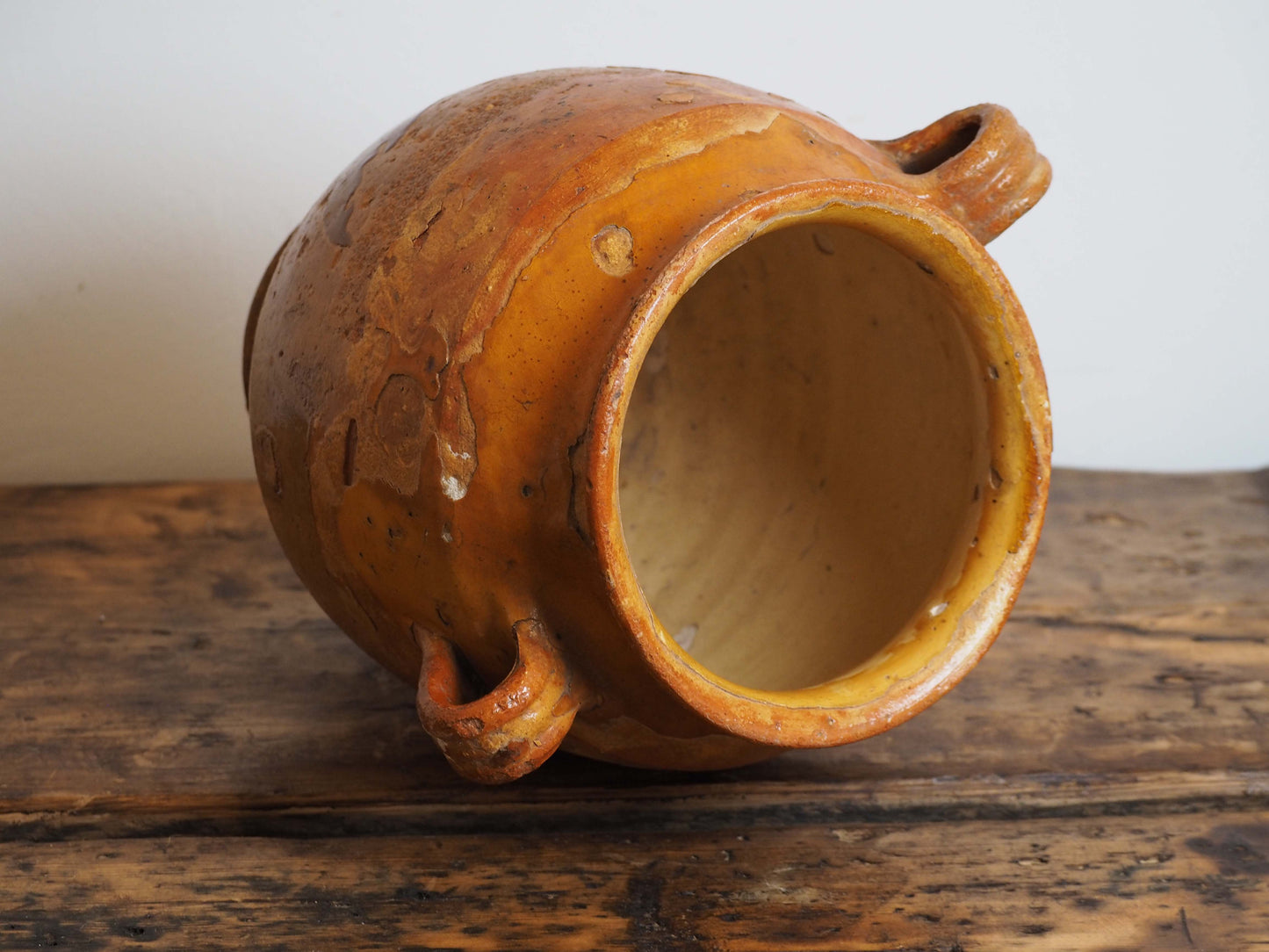 Vintage Antique French Yellow Glazed Confit Pot / Preservation Pot